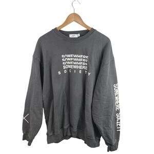 Mayfair The Label Mens Gray Somewhere Society Graphic Pullover Sweatshirt Top OS